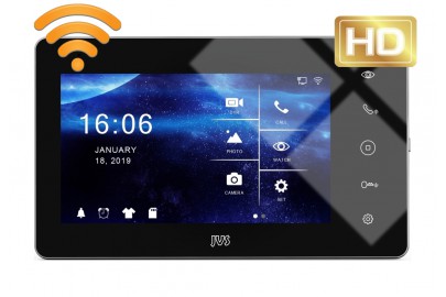 Видеодомофон цветной JVS SKALLY HD WiFi черный/белый на две вызывные панели, wi-fi P2P, Full HD, microSD